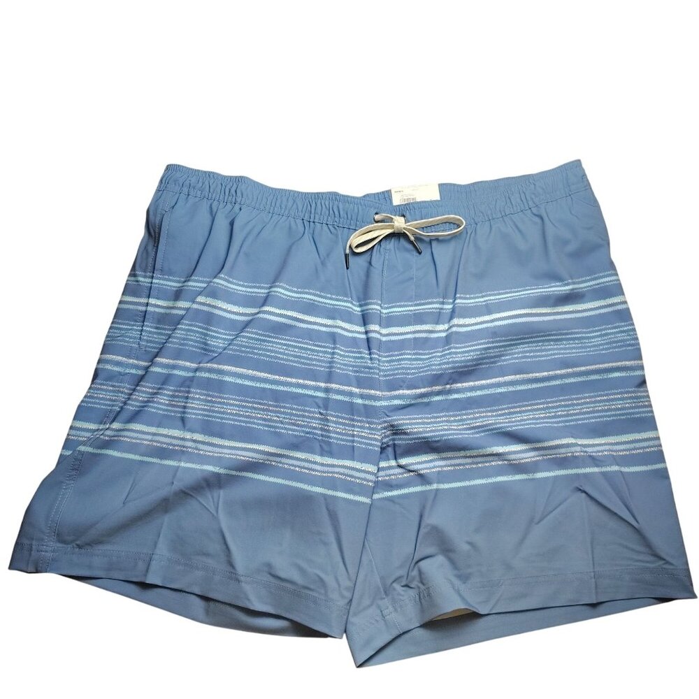 Sonoma Mens XXL Blue Striped Swim Trunks With Mesh Lining and Drawstring Waist